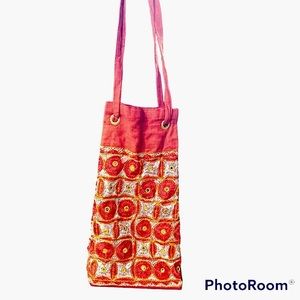 Boho  Rust Tones Long  Shopping Handbag 8.5 x 17.5 inches